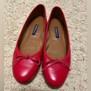 Margaux - Demi Ballet Flats in Cherry Red Leather - Size 38N